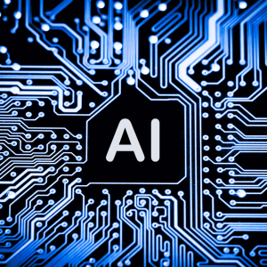 AI with computer networks around the letters